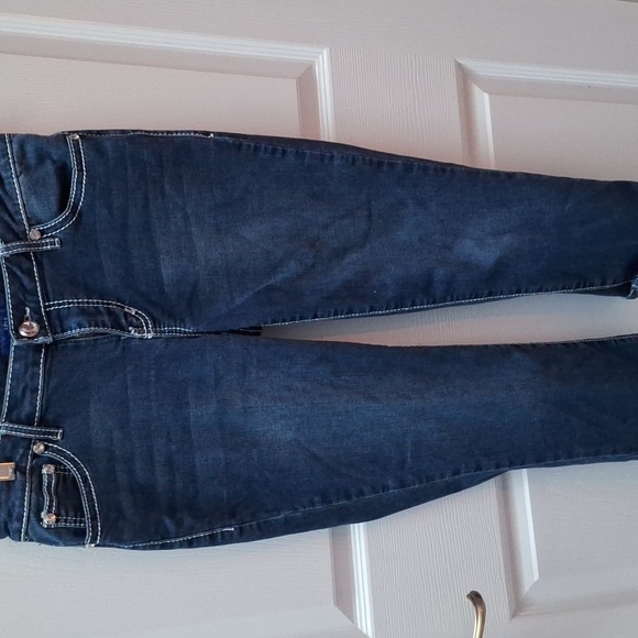 Q women's Apt 9 blue stretch bling dungarees size 10 - Picture 1 of 6